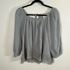 Easel Gray Boho Blouse